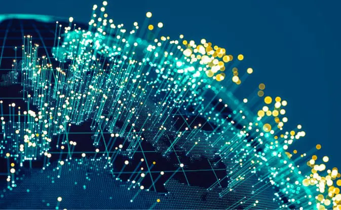 Abstract image of earth with fiber optic pins